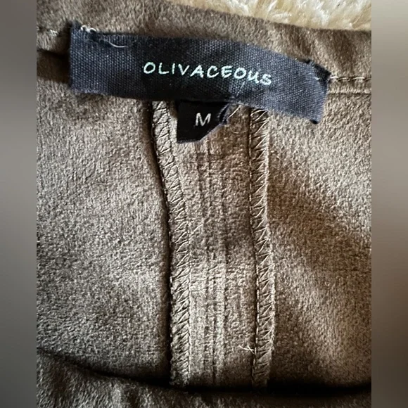 OLIVACEOUS Faux Suede Kimmie Shift Pullover Mini Tunic Dress Women's M - Picture 7 of 10